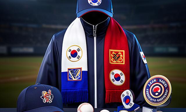 日本と韓国の球団ロゴを組み合わせた交流試合記念グッズ